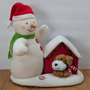 Hallmark 2011 Jingle Pals Deck The Halls Animated Singing Duo Snowman Dog Plush